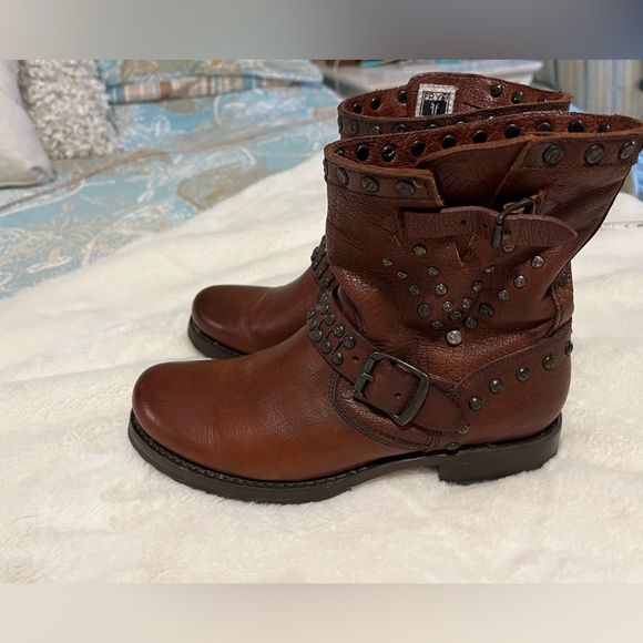 Frye Veronica cognac leather moto boots. - Picture 13 of 13